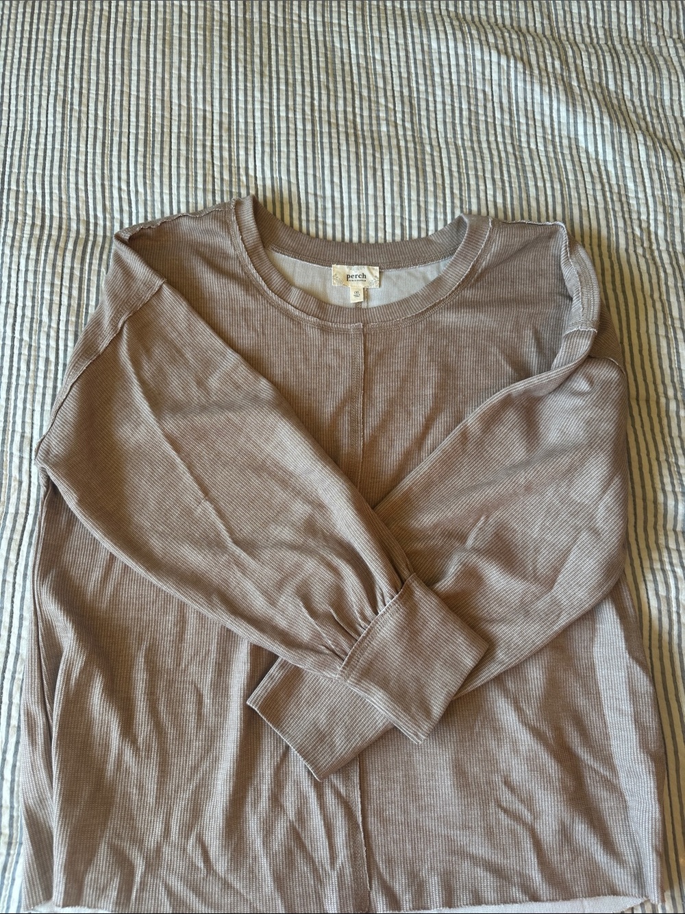 Perch by Gather & See Women’s Long Sleeve Ribbed Top - Taupe